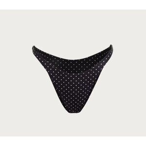 SAME Los Angeles 90s Bottom M Black Cream Polka Dot High Cut Bikini Bottom NWT
